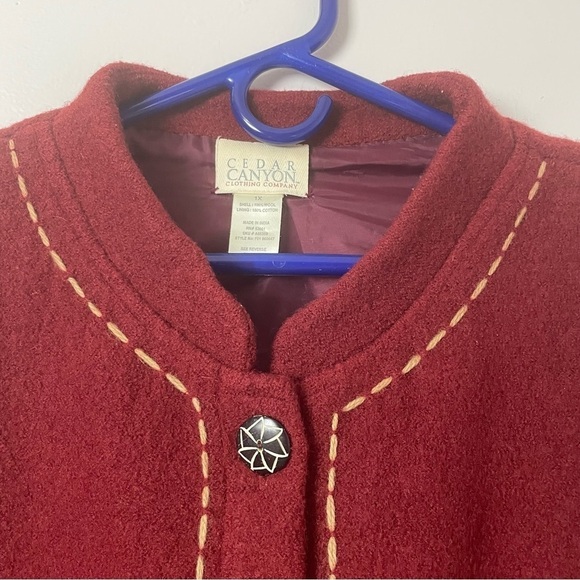 Cedar Canyon Vintage Embroidered Wool Jacket – Burgundy, XL - Picture 2 of 11